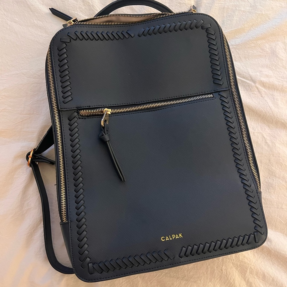 COPY - COPY - CALPAK Kaya faux leather backpack. In great condition! Navy blue.